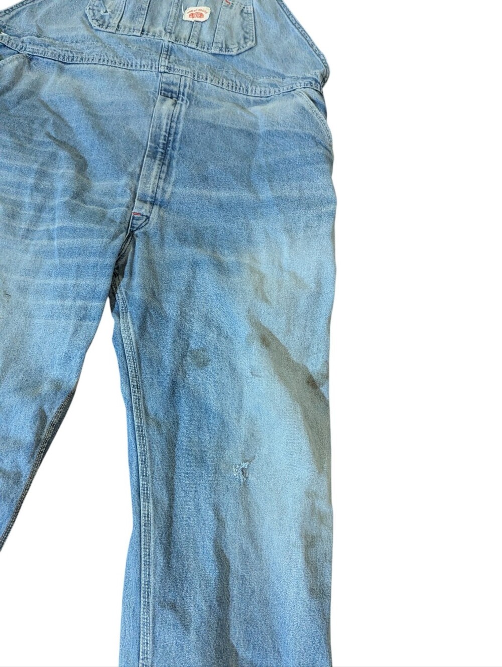 Vtg. Round House Light Blue Denim Overalls Authentic Kansas Farmer Thrashed - Picture 7 of 11